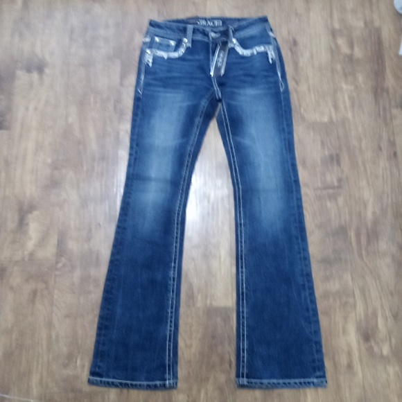 Grace in LA Women's NWT Jeans 27 Bootcut Embroidered Rhinestones DEFECT - Picture 4 of 10